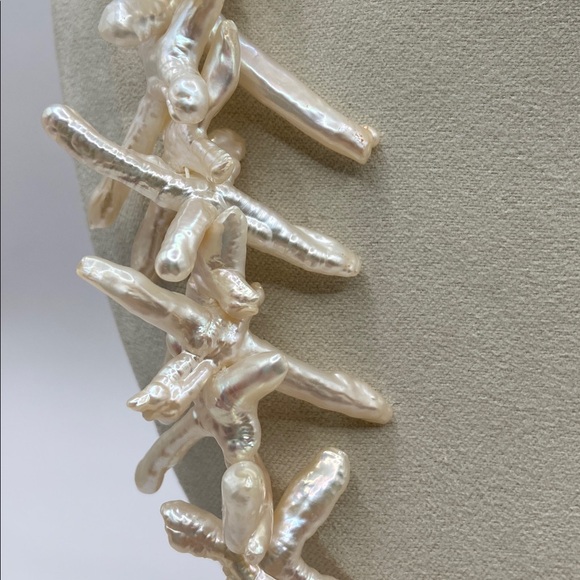 Rare Honora 14K Gold Baroque Cross Shaped Natural Pearl Necklace 20 1/2”L - Picture 8 of 11